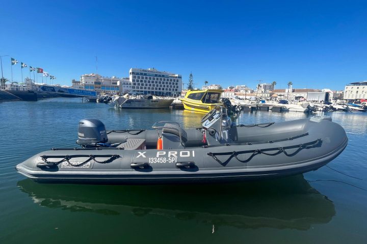 a small boat in a large body of water
